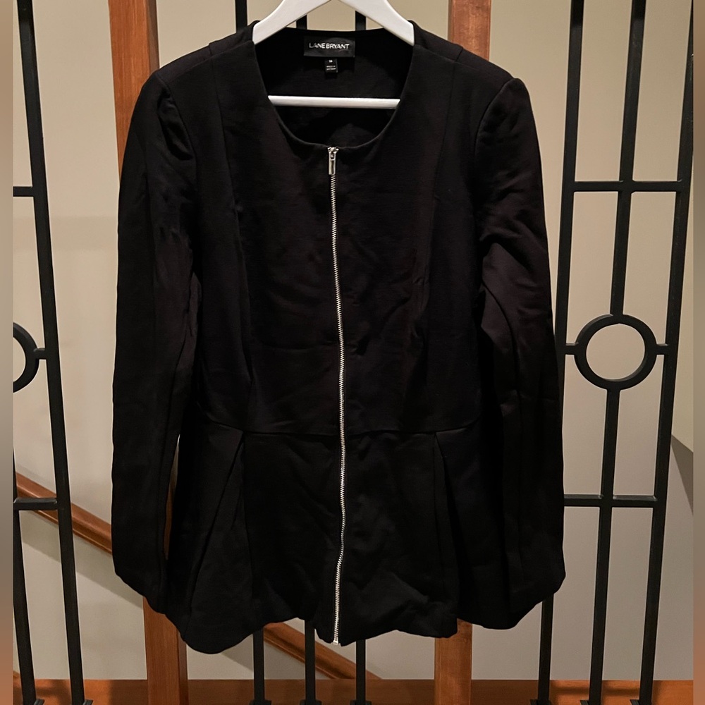 Lane Bryant Black Zip-Up Blazer